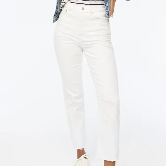 NWT J Crew Factory White Stovepipe Signature Stretch + SZ 28T Raw Hem Jeans - Picture 1 of 1